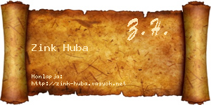 Zink Huba névjegykártya